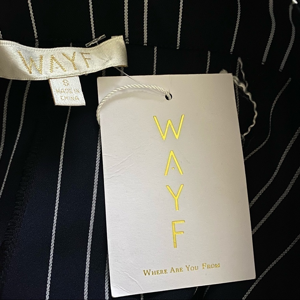 WAYF Black White Pleated Casual Striped Wide Leg Pants Size S NEW (Missing Belt) - Picture 6 of 6